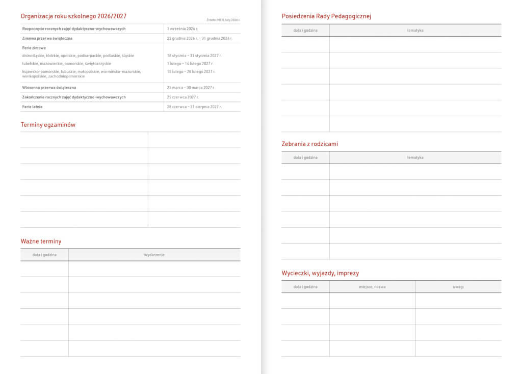 B5 ORGANIZACJA ROKU SZKOLNEGO