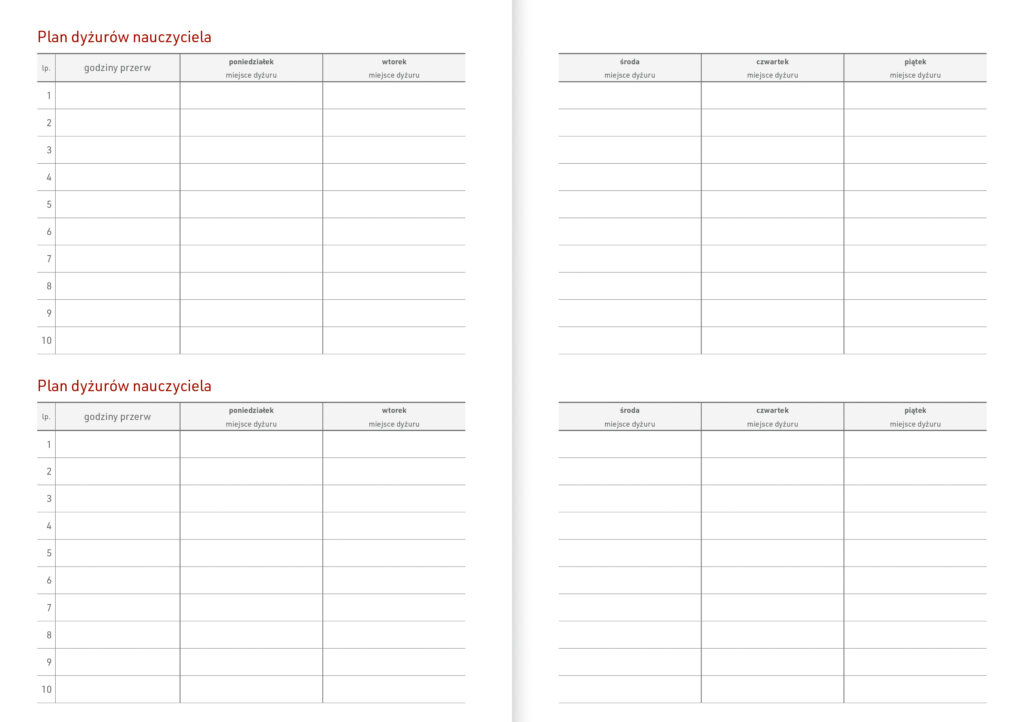 PLAN DYZUROW NAUCZYCIELA
