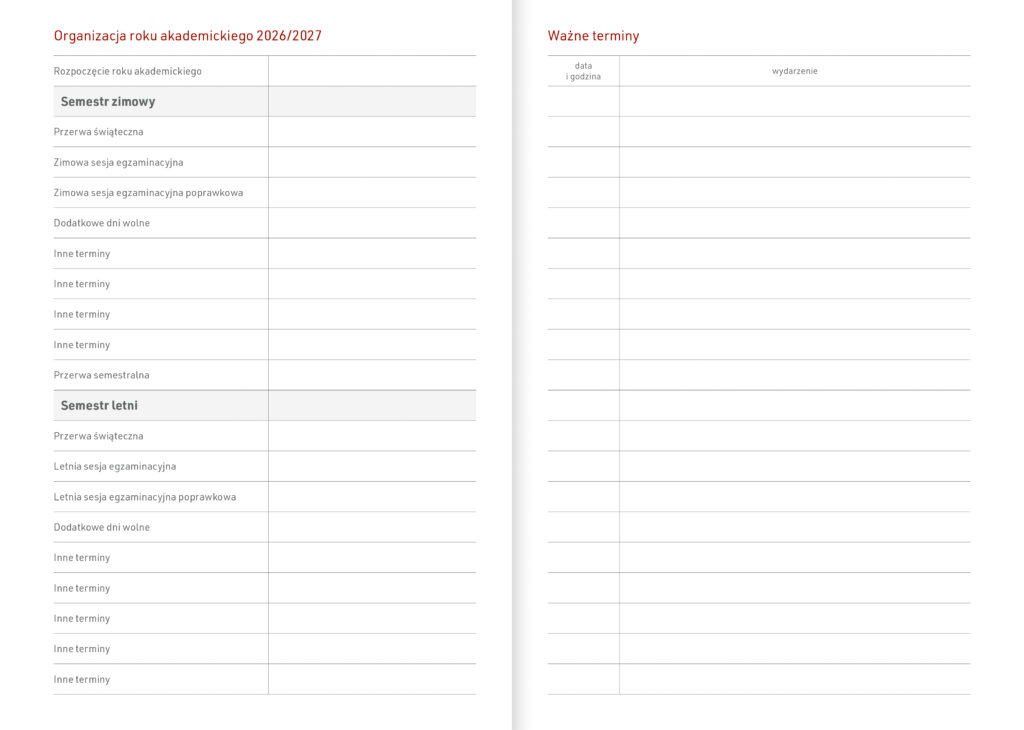organizcja roku akademickiego